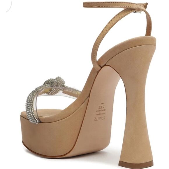 SCHUTZ Peaky Platform Nubuck & Vinyl Sandal/ size 9B - Picture 4 of 9